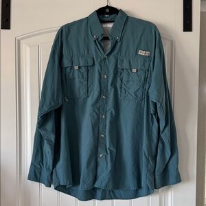 Teal Long Sleeve Button-Up Shirt